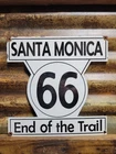 VINTAGE ROUTE 66 PORCELAIN SIGN OLD HIGHWAY SANTA MONICA MOTHER ROAD CALIFORNIA