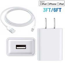 USB Wall Charger Block  Fast Charging Cable For iPhone 6 7 8 XR 11 12 13 14 Lot