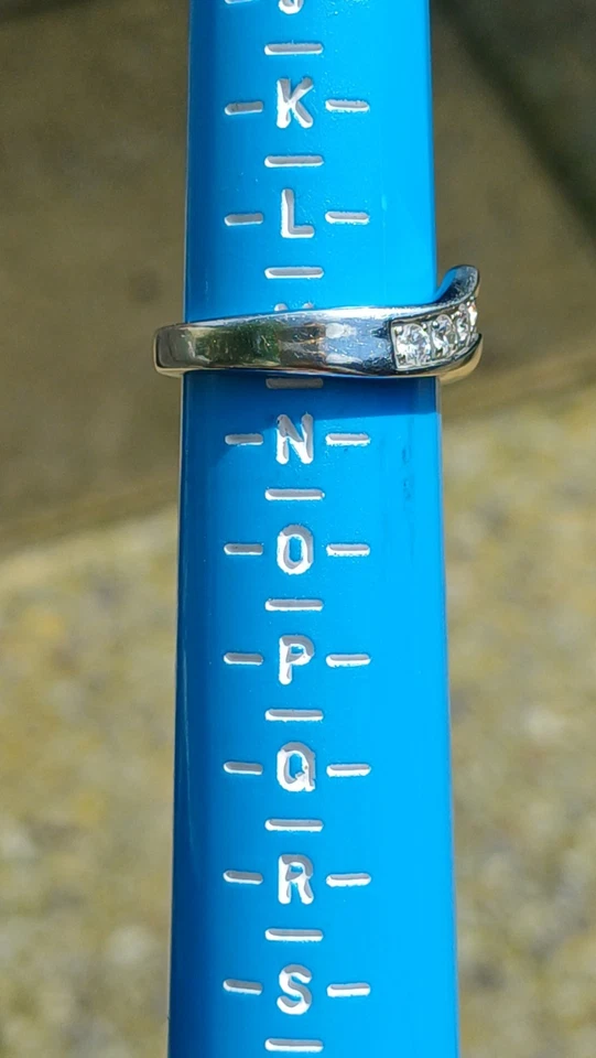 Diamonique Stainless Steel Ring Cubic Zirconia Wishbone Half Eternity Size M - Image 2 of 4