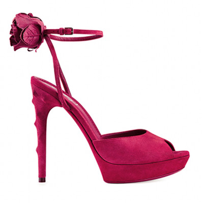 Yves Saint Laurent Magenta Rose & Thorn Platform Heels Sz 39