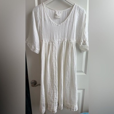 Zyga Lin n Laundry 100% Linen Bohemian Midi Dress Romantic Spring Summer Small