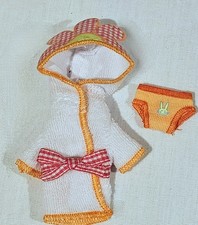MATTEL for KELLY HOODED RED-WHITE FLOWER Petal BATHROBE w/ ORANGE BUNNY PANTIES