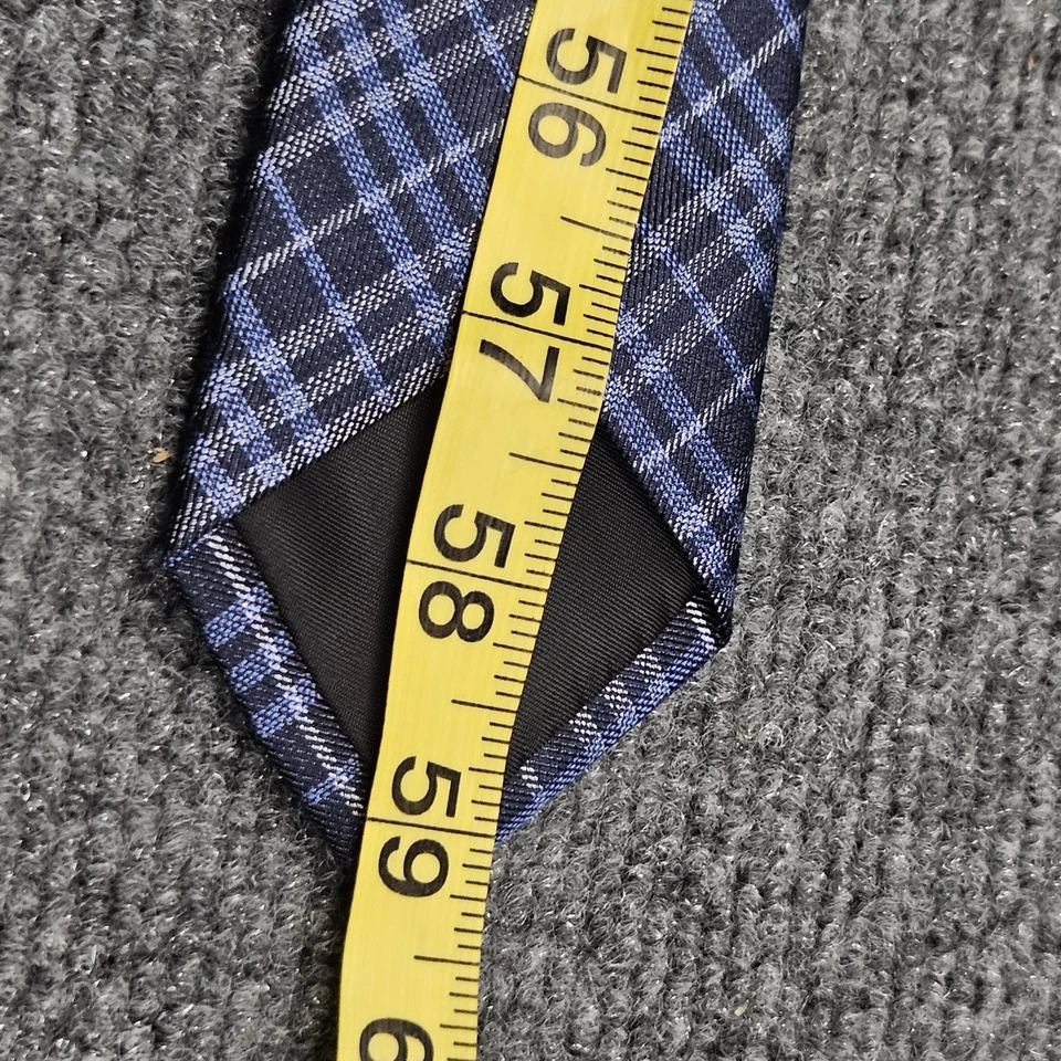 Corbata delgada Bar III azul gris a cuadros 2,25" de ancho moderna clásica de negocios Foto 4 de 4