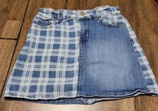 Wonder nation adjustable waist denim Girls skirt size M 7 - 8. Plaid Solid