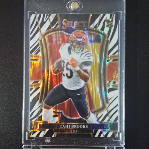 2025 Panini Select - Premier Level Tahj Brooks #158 Zebra Shock Prizm (RC)