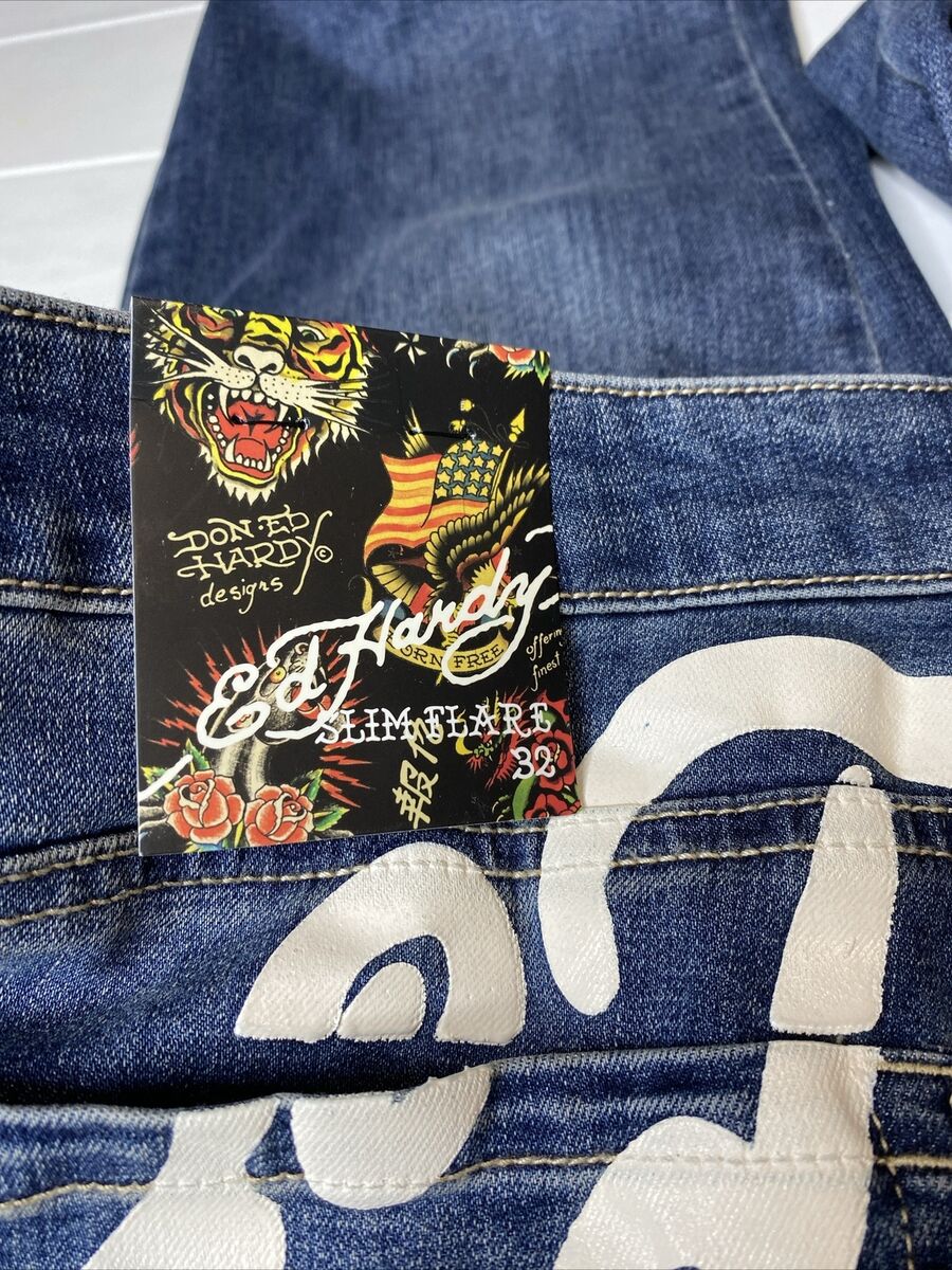 Ed Hardy Women's Embroidered New York City Eagle Slim Flare Ed Hardy Women's Embroidered New York City Eagle Slim Flare