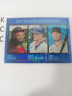 2022 Topps Heritage - #71 Greg Deichmann, Brian Miller, Henry Ramos Blue Sparkle
