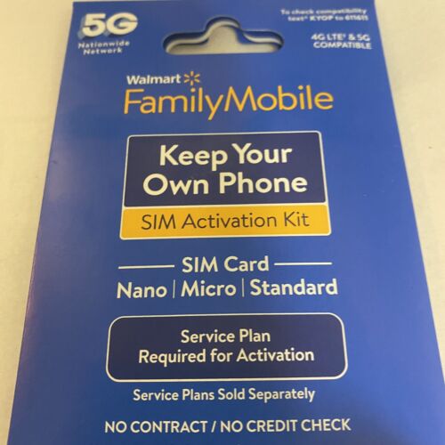 Walmart Family Mobile Sim Kit Works In Smart Phones Nano Fit Unlocked Sale - Picture 1 of 2