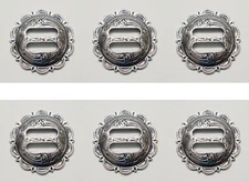 Set of 6 WESTERN HORSE SADDLE TACK ANTIQUE ENGRAVED SCALLOPED SLOTTED CONCHOS