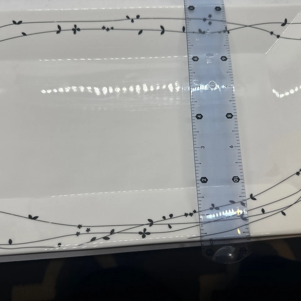 Plato rectangular Ciroa Oiseau pájaros en vid plato para servir porcelana blanco negro Foto 3 de 4