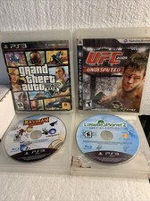 PS3 Video Game Lot Of 4 GTA UFC 09’, Raymon Origins, Little Big Planet 2