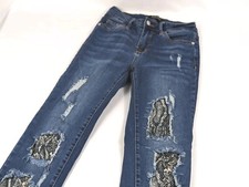 Judy Blue Los Angeles Skinny Fit Jeans Distressed Snake Patch Blue Size 3 26