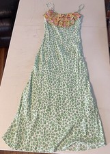 Women’s XXS RIXO Green Leopard Print Floral Ruffle Slip Dress