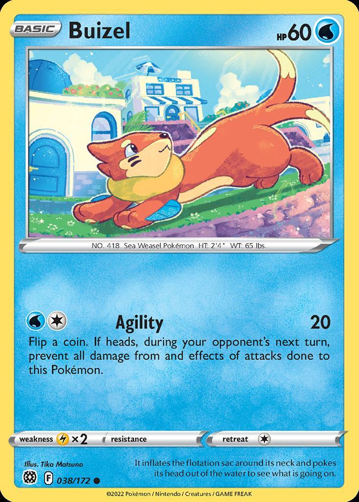 Pokemon Buizel (38/190) Brilliant Stars LP REVERSE HOLO