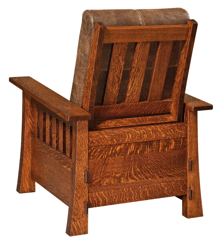 Amish Mission Arts & Crafts Mesa Recliner Accent Chair Solid Wood Upholstery - Image 3 of 4