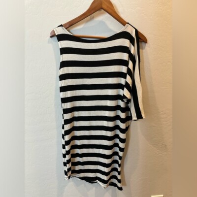 Edi Noa, Italy, Black and White Asymmetrical Dress Size: Large