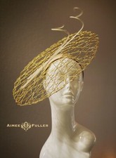 Aimee Fuller Royal Ascot Kentucky Derby Metallic Gold Fascinator Del Mar Hat
