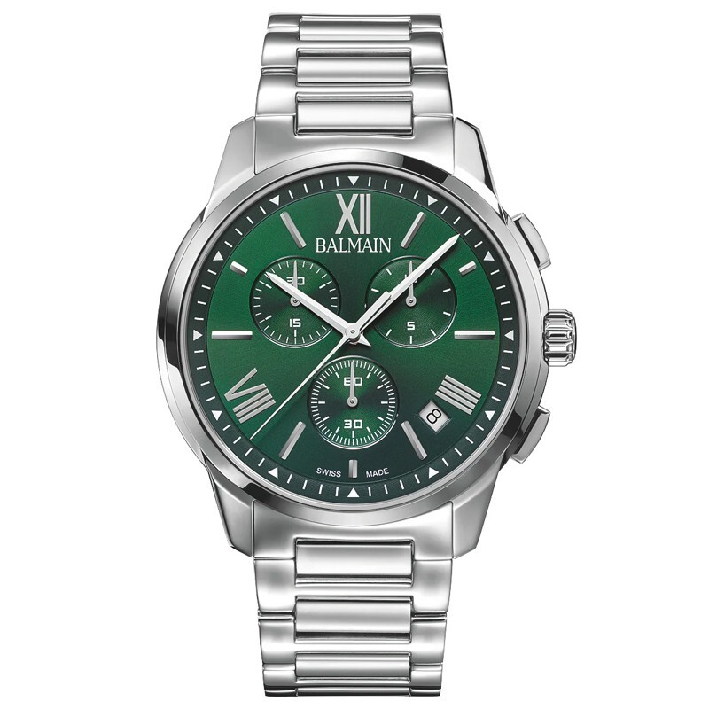 New Balmain Madrigal 42mm Chronograph Quartz Green Dial Men's