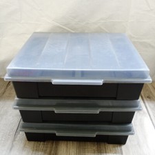 ALPHA vintage VHS Tape Plastic Storage Box Case With Lid Lot of 3