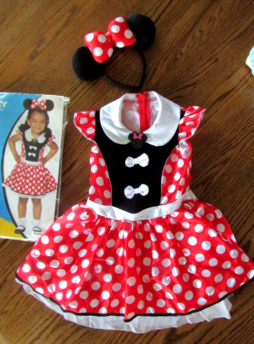 Disney NEW Minnie Mouse Costume Dress Headband Size 5-6 Toddler