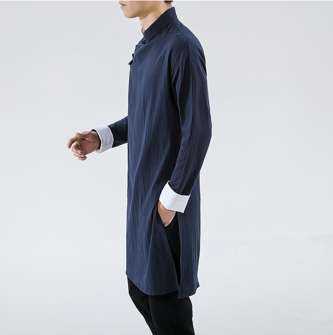 Mens Short Sleeve Shirt Chinese Traditional Linen Cotton Tai Chi Kung Fu Mandarin Collar Frog-Button Clothes (XL, White