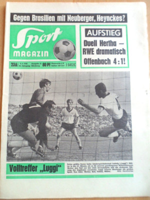 SPORT MAGAZIN KICKER 23 A - 4.6. 1968 * Deutschland-England 1:0 Ludwig Müller