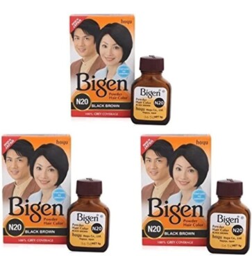 Bigen Powder Hair Color, Black Brown N20 -6 gm Each  Pack of 3 (Combo Set)