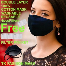 100 Cotton Face Mask Double Layer Black Color Choose Yours