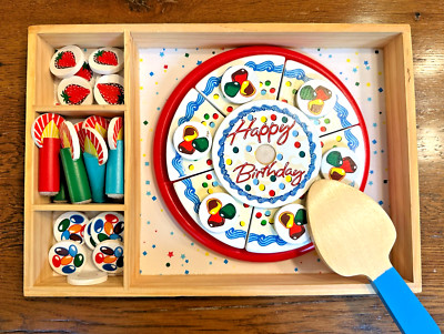 Melissa & Doug Toy Birthday Cake Set Wooden Child Kitchen Party Complete Candles