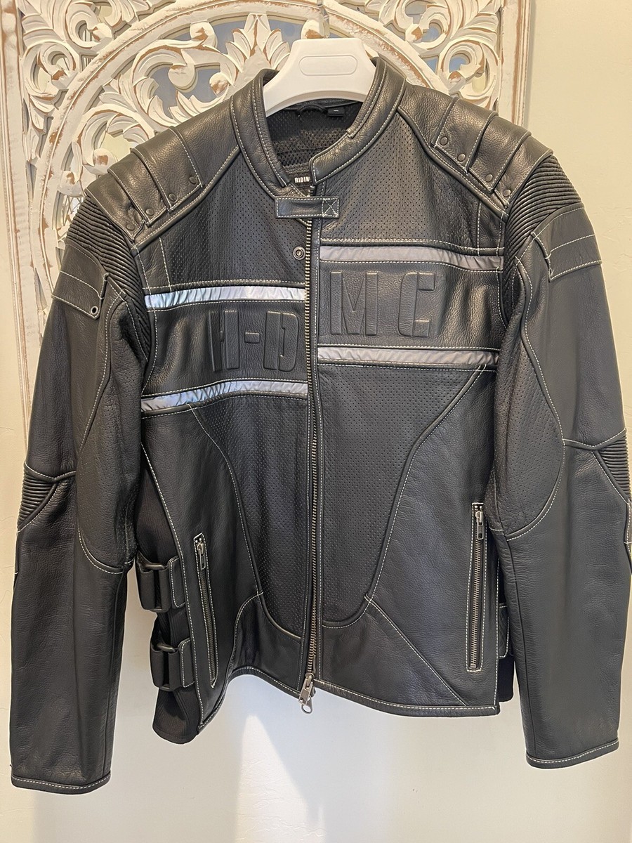 HARLEY DAVIDSON XL leather SWAT jacket black HDMC embossed HARLEY DAVIDSON XL leather SWAT jacket black HDMC embossed