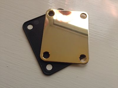 Vergoldete Halsplatte + Dichtung passend für Fender Squier Strat/Tele/Bass
