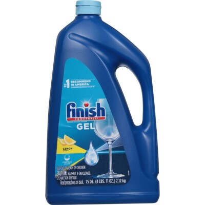 New Finish Powerball Dishwasher Detergent Gel Liquid, Lemon Scent, 75oz