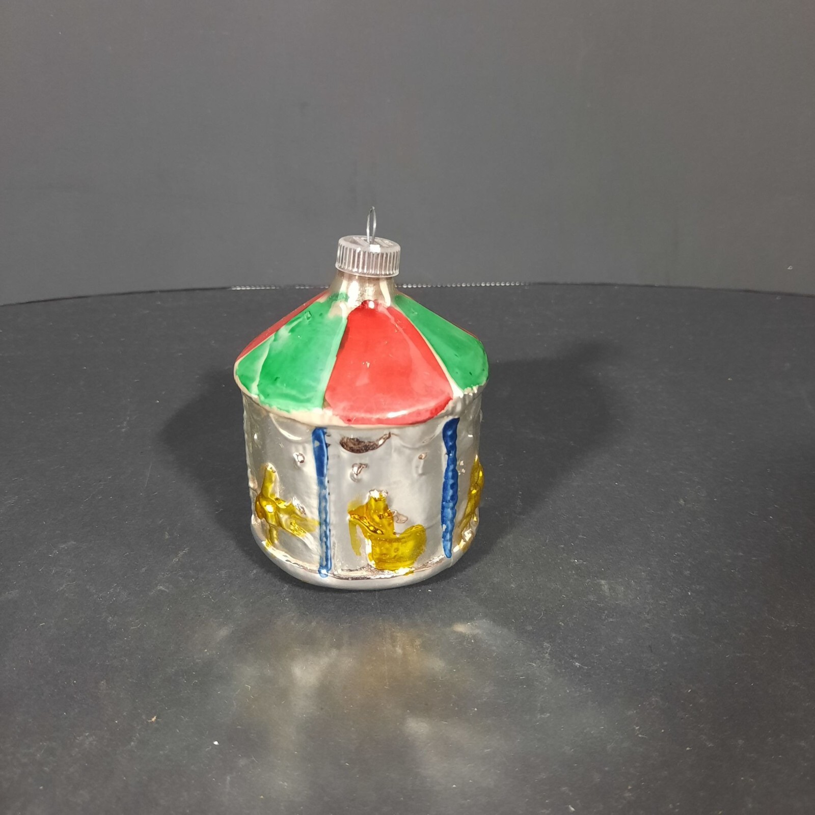 Vintage Old World Christmas Mercury Glass Carousel Glass Ornament West Germany