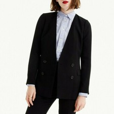 Nwt J Crew Solid Black French Girl Blazer in 365 Crepe Collarless Jacket sz 8