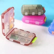 1 Pack Travel Pill Organizer Lables Small 10 Grid Compartments Pocket Pharmacy