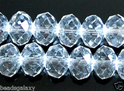 eine Schnur klar facettierter Glas Kristall Rondell Perlen von 6, 8, 10 & 18 mm