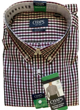 Chaps Men's Regular Fit Button-Down Dress Shirt, Red, M (15-15.5, 34/35)