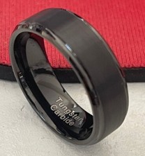 8mm Men's or Woman Black Tungsten Carbide Inlay Engagement Wedding Band Ring