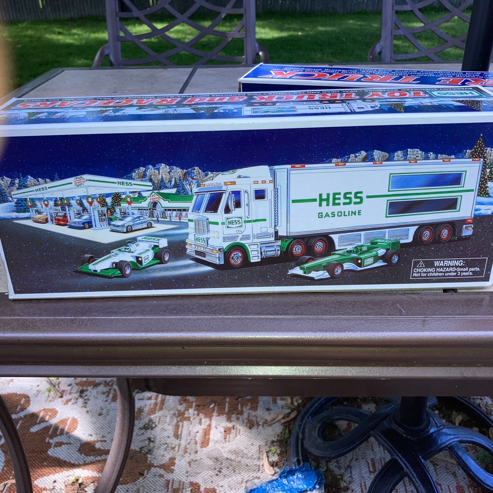 Hess Toy Truck and 2 Race Cars  Collectable Year 2003
