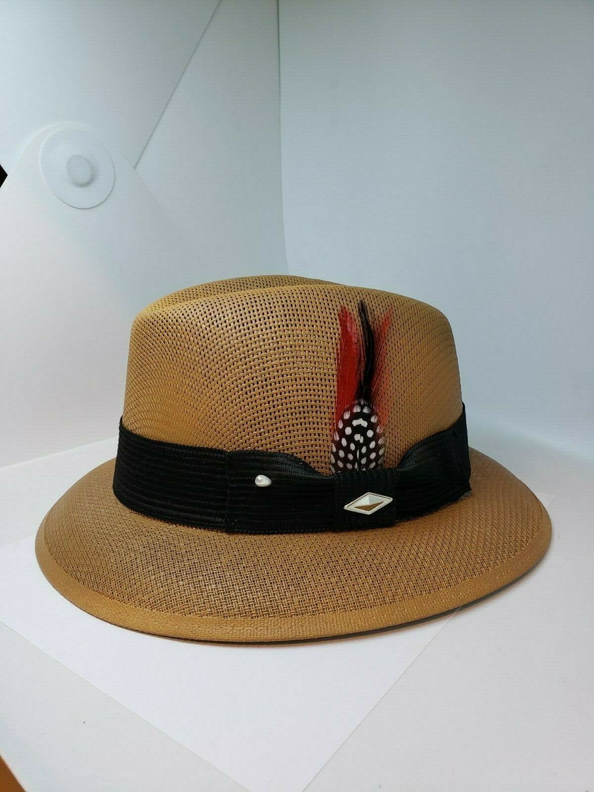Mens Black Aztec Raiders center crease Lowrider hat fedora Mens Black Aztec Raiders center crease Lowrider hat fedora