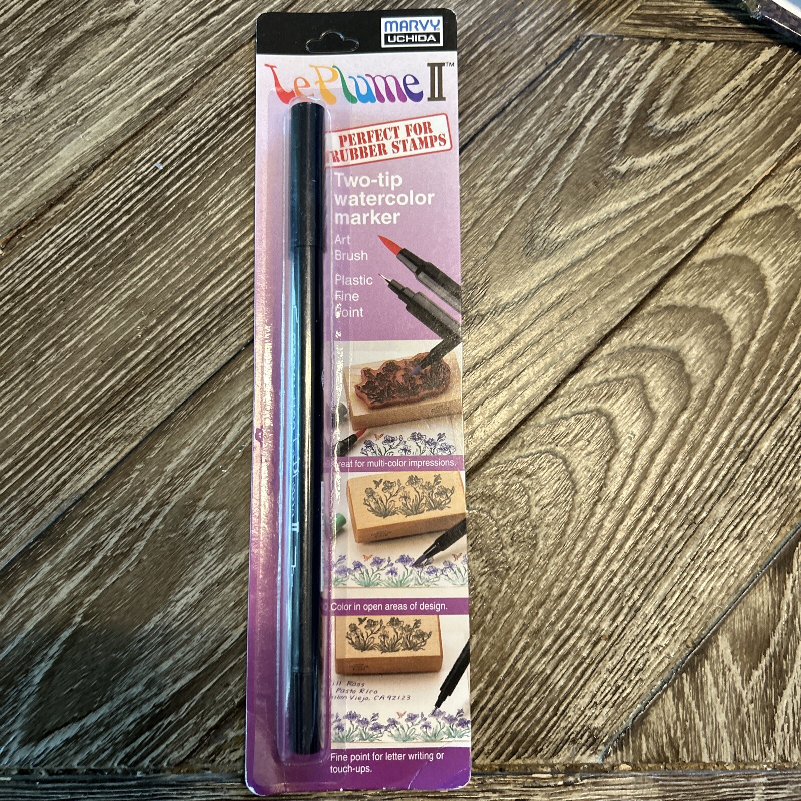 1122-1 Marvy Le Plume II Double Tip Watercolor Marker, Black, Brush/Fine, 1 Each