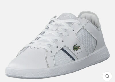 Lacoste WHITE Leather alligator shoe us 11.5 stripe logo 11.5 boat europa