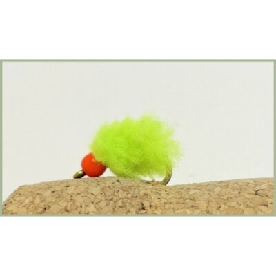 Eggstacy Flies 3 x Hothead Mini Eggstacy Blob Flies Size 10 Chartreuse (Red bead