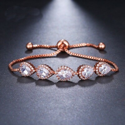Water Drop Crystal Bracelets Luxury Charm Bracelet Stone Bangles Women's  Jewelry