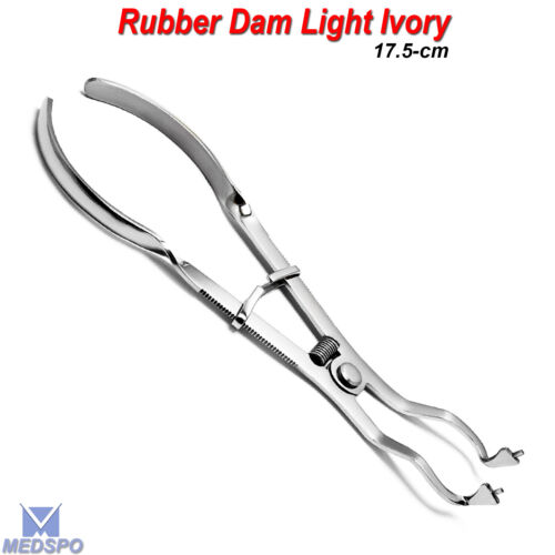 Ivory Rubber Dam Clamps with Holding Tray Dental Brewer Forceps Punch Hole Plier - Picture 1 of 5