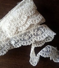 Raffinato  SCAMPOLO mt. 5,60 MERLETTO  su TULLE *BIANCO ' * h. cm 3