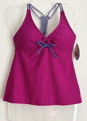 Prana Inez Tankini Swim Top Racerback Back Rich Fuchsia Size Small Padded NWT