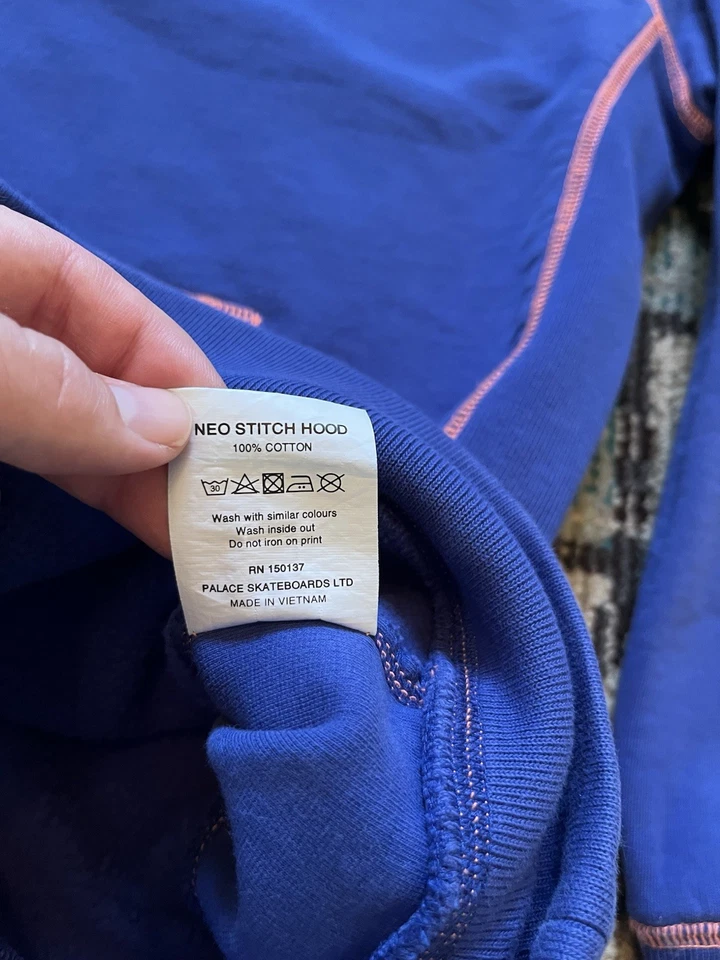 Palace Skateboards Neo Stitch Capucha Azul Neón Naranja Talla XL Puntada en Contraste Foto 3 de 4