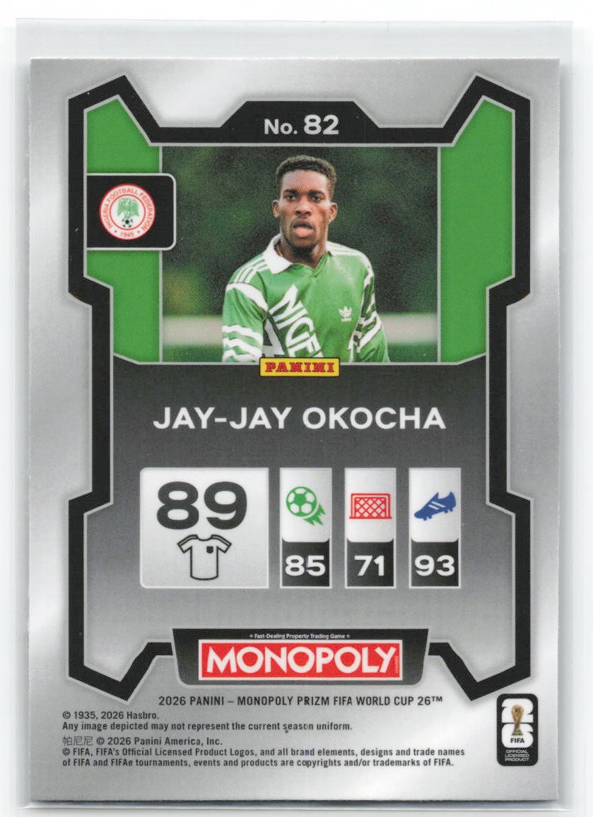 2026 Panini Monopoly Prizm FIFA World Cup Jay-Jay Okocha #82