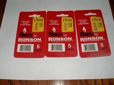 LIGHTER FLINTS, 3 packs of 5 Flints Per Card =  New Old Stock, By Ronson